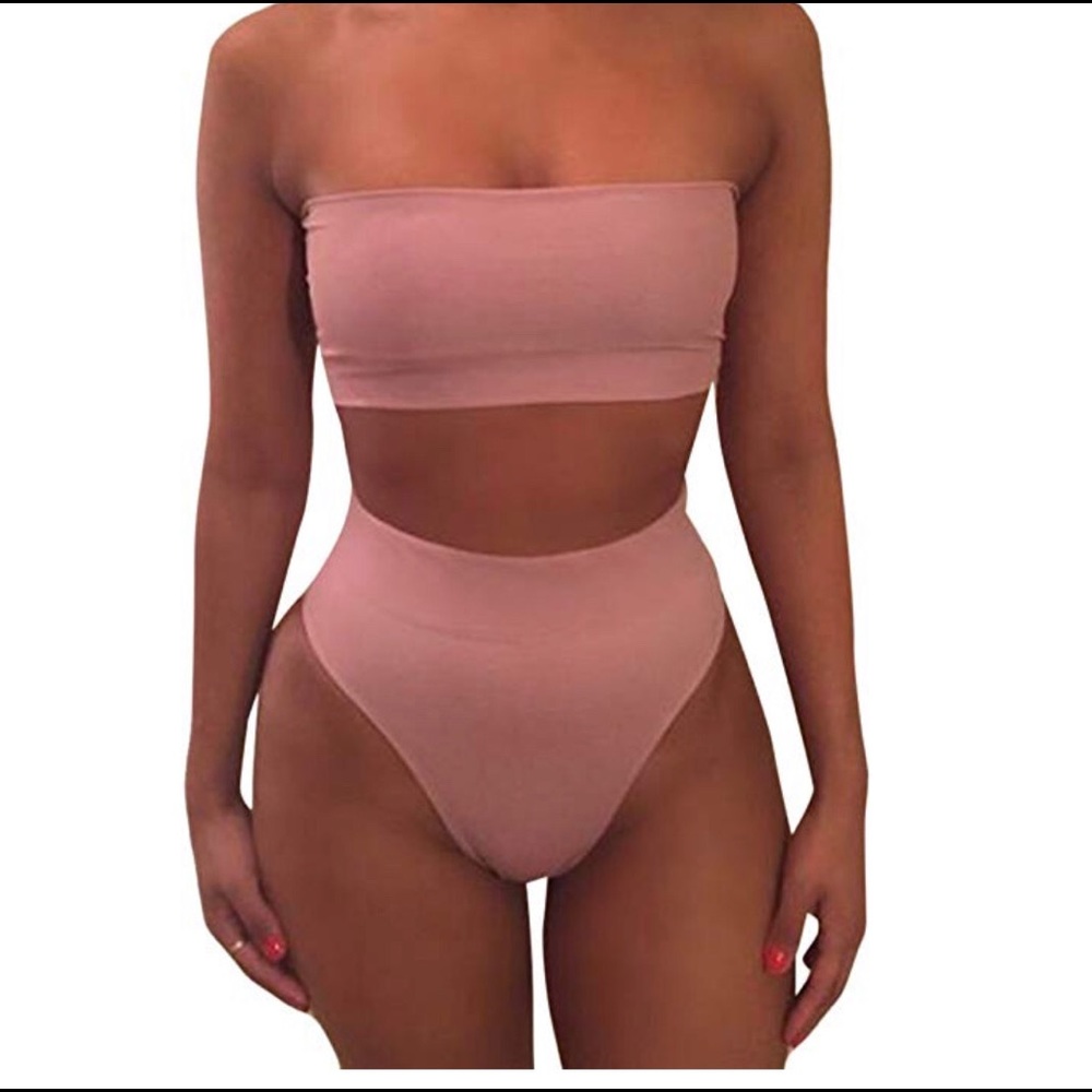 Strapless High Waisted Bikini Set Swimsuit